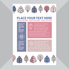 Template banner with spring trees. Beautiful vector design.