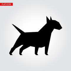 Bull terrier dog vector black silhouette. Beautiful vector design.