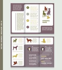 Business brochure template with dogs with place for your photo, vector design. Beautiful vector design.