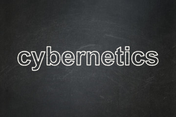 Obraz premium Science concept: text Cybernetics on Black chalkboard background