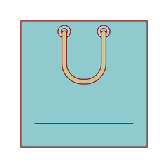 square shopping bag icon with handle in colorful silhouette