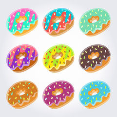 Donut set. Colorful template for you design, web and mobile applications.