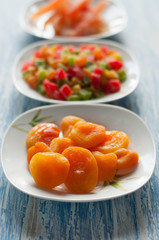 Candied dried apricots, papaya and pineapple cubes