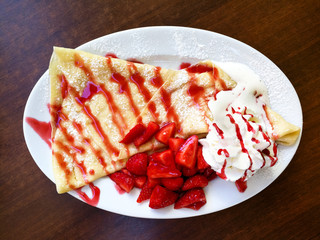 Homemade french crepe on the table