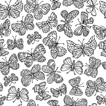 Vector seamless pattern with butterflies. Can be used for textile, website background, book cover, packaging.