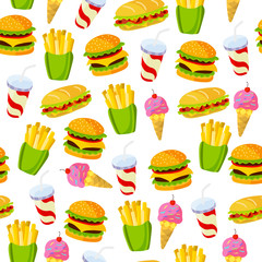 Fast food pattern. Texture for wallpaper, fills, web page background.