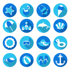 Set of beach icons. Colorful template for you design, web and mobile applications.