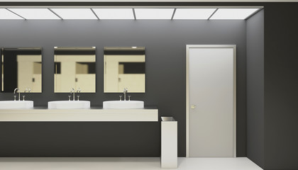 Contemporary interior of public toilet. 3D rendering.