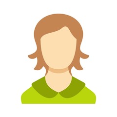 Girl user icon. Flat illustration of girl user vector icon isolated on white background