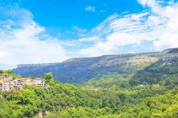 Naklejka na ściany i meble Beautiful view of Tsarevets in the mountains, in Veliko Tirnovo, Bulgaria