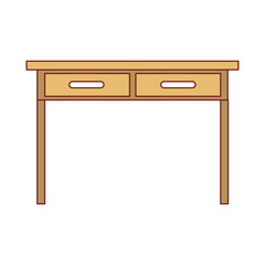 desk table with drawers front view icon colorful silhouette