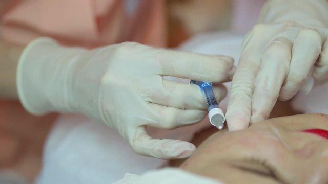 injection for female beauty, closeup
