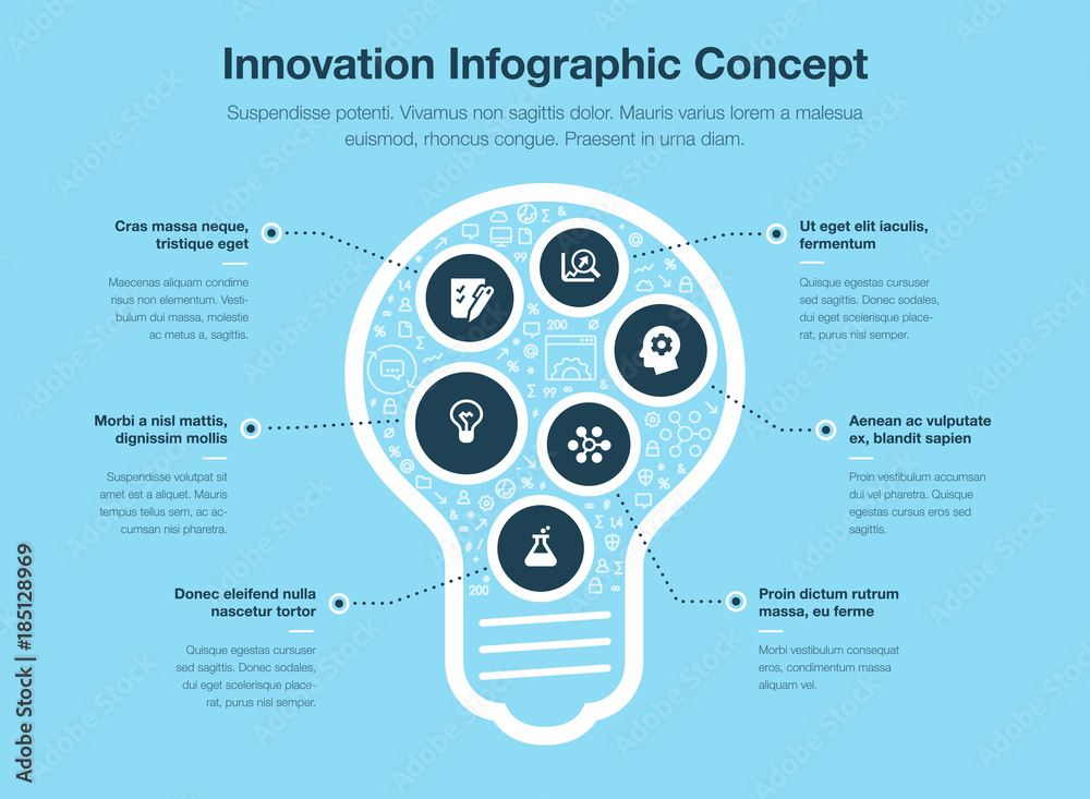 Aufkleber Innovative infographic concept with light bulb isolated on blue background. Easy to use for your website or presentation.