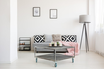 Industrial living room with table