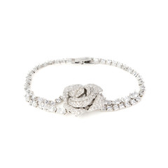 Silver diamond bracelet isolated on white
