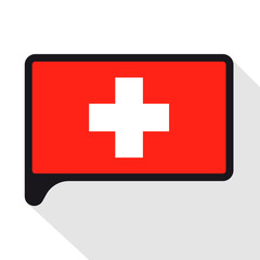 Obraz premium Speech Bubble flag of Switzerland. The symbol of Independence Day, a souvenir, a button language, an icon.