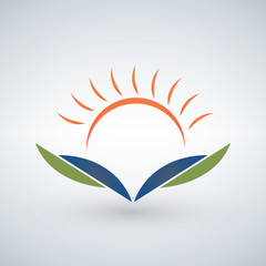 knowledge logo design template,Sunset open book Education concept