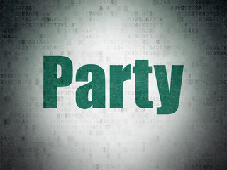 Entertainment, concept: Painted green word Party on Digital Data Paper background