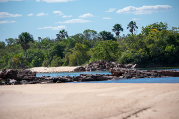 Fototapeta na wymiar Rio Novo beaches in the region of the waterfall of the Velha Jalapao state park in Tocantins - Brazil