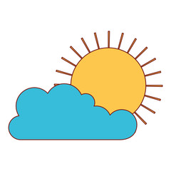 cloud and sun flat icon in colorful silhouette