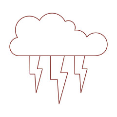 cloud with lightnings in dark red contour