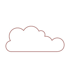 cloud icon flat in dark red contour