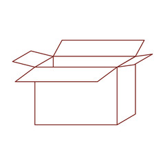 opened cardboard box icon in dark red contour