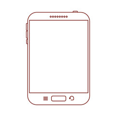 tablet tech device front view icon in dark red contour