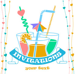 Banner illustration Cocktail invitation