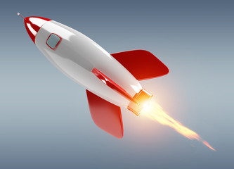 Naklejka na ściany i meble Isolated modern digital rocket 3D rendering