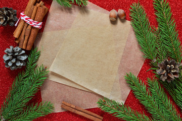 Fototapeta na wymiar Letter to Santa Claus. New Year card. Happy New Year and Merry Christmas.