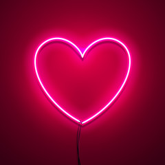 Valentines Day background. Vector retro neon sign. 