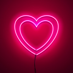 Valentines Day background. Vector retro neon sign. 