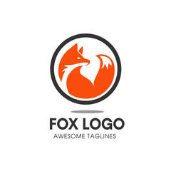 Fox circle Vector Symbol, fox Sign or Logo Template. creative fox Animal Face Modern Simple Design Concept. Isolated.
