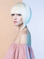 Fashion beautiful blonde with short haircut