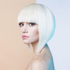 Fashion beautiful blonde with short haircut