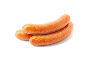 Smoked sausages isolated on white