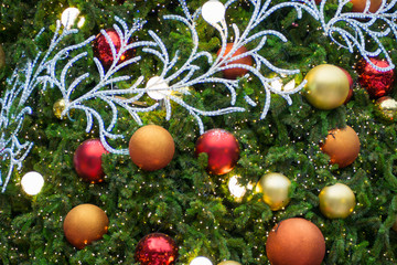 christmas decoration elements on the branch tree.