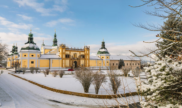 Church of baroque monastery at Svata Hora -The Holy Mountain. Pribram, Czech Republic