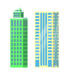 Set of City Buildings Icons Vector Illustration