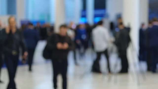 People attend business conference. Defocused