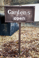 Gardens Open Wooden Sign