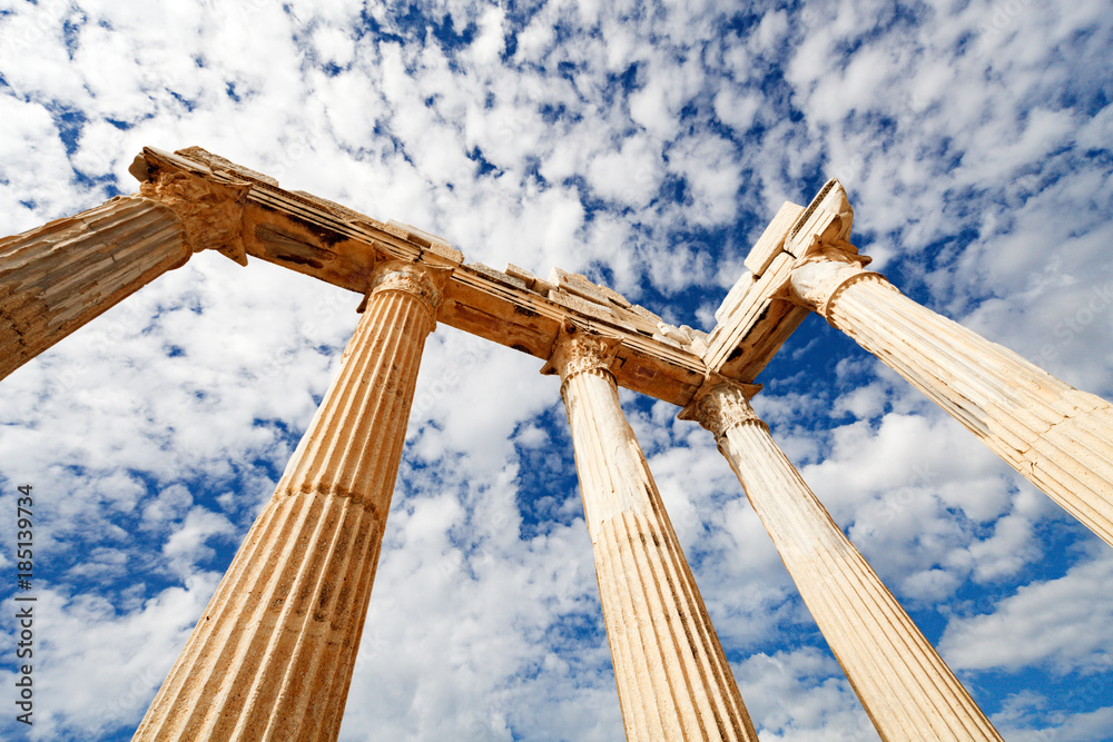 Wall mural columns of an ancient greek temple, ruins