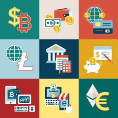 Digital vector bitcoin electronic cryptocurrency