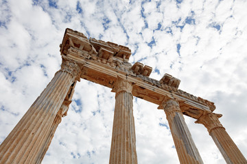 Columns of an ancient Greek temple, ruins