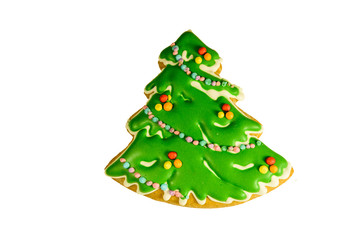 Gingerbread christmas tree isolated on a white background