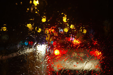 Raindrops on glass