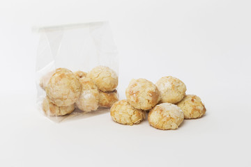 cookies on a white background, pasta di mandorle