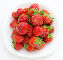 fresh ripe strawberries, top view