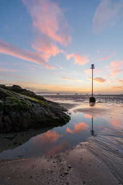 Summer sunrise on Tenby beach in Wales